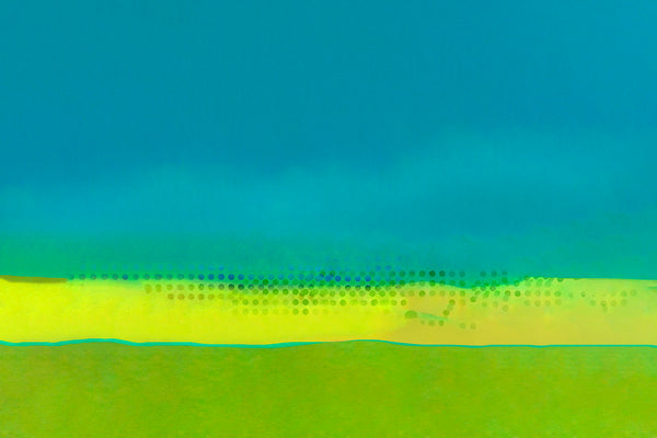 abstract landscape art in blue and green