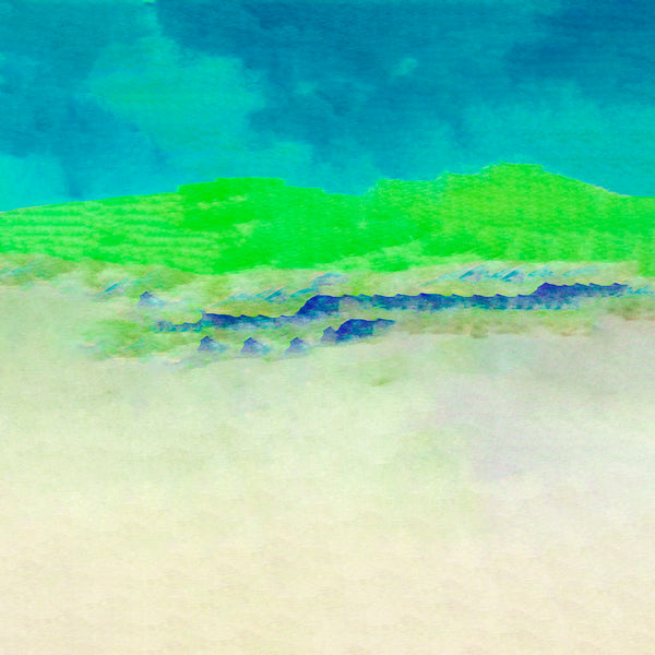 modern landscape art in blue and green