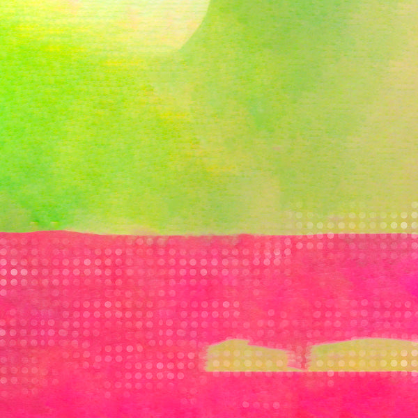 abstract landscape art in pink and green