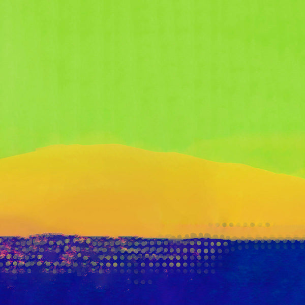 modern landscape art in green, yellow and blue