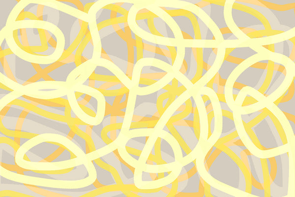 contemporary line drawing artwork in yellow