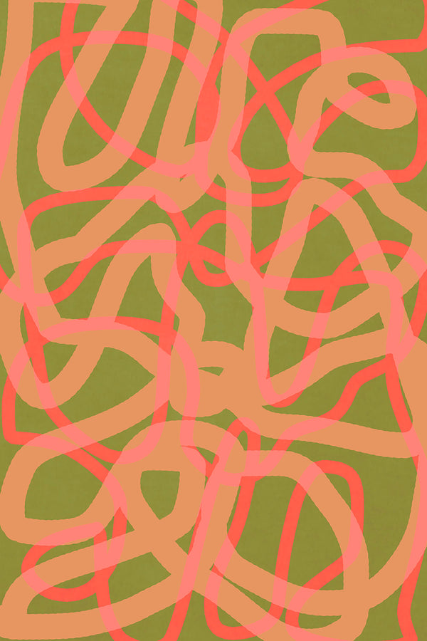 geometric fine artwork in red and green