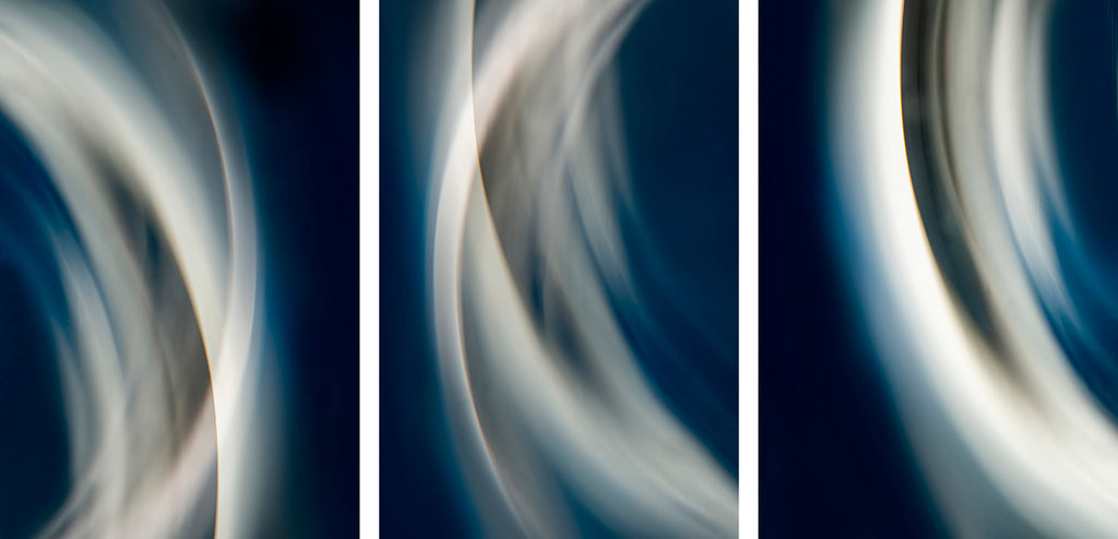 triptych art in navy and white