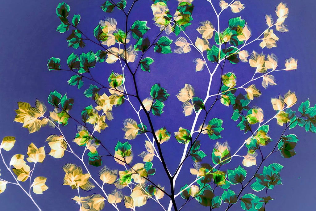 branch and leaves artwork in green and yellow