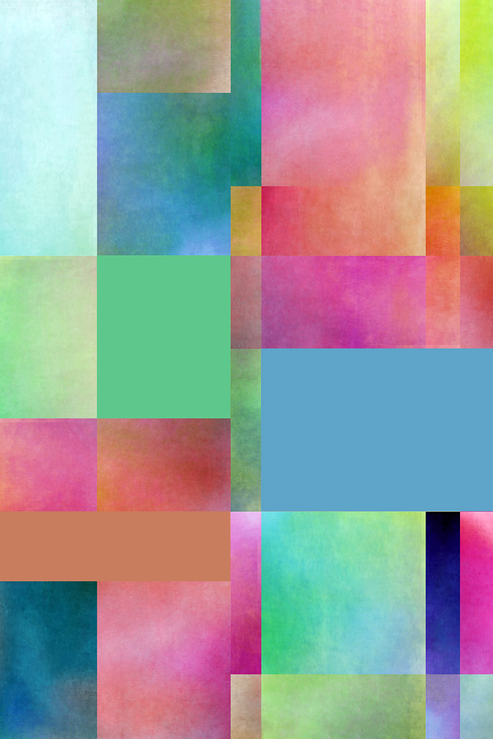 Colorful abstract art with squares in various hues