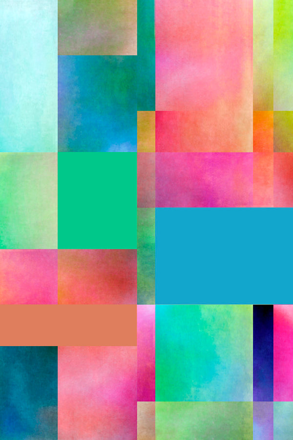 Colorful abstract art with squares in various hues