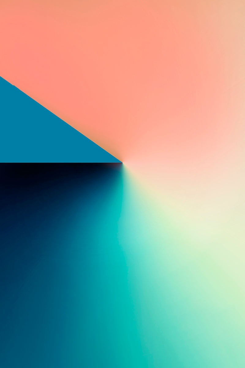 Abstract geometric background with a peach-to-white gradient on the right, a teal-to-light-teal gradient on the bottom, and a solid blue triangular shape on the left.