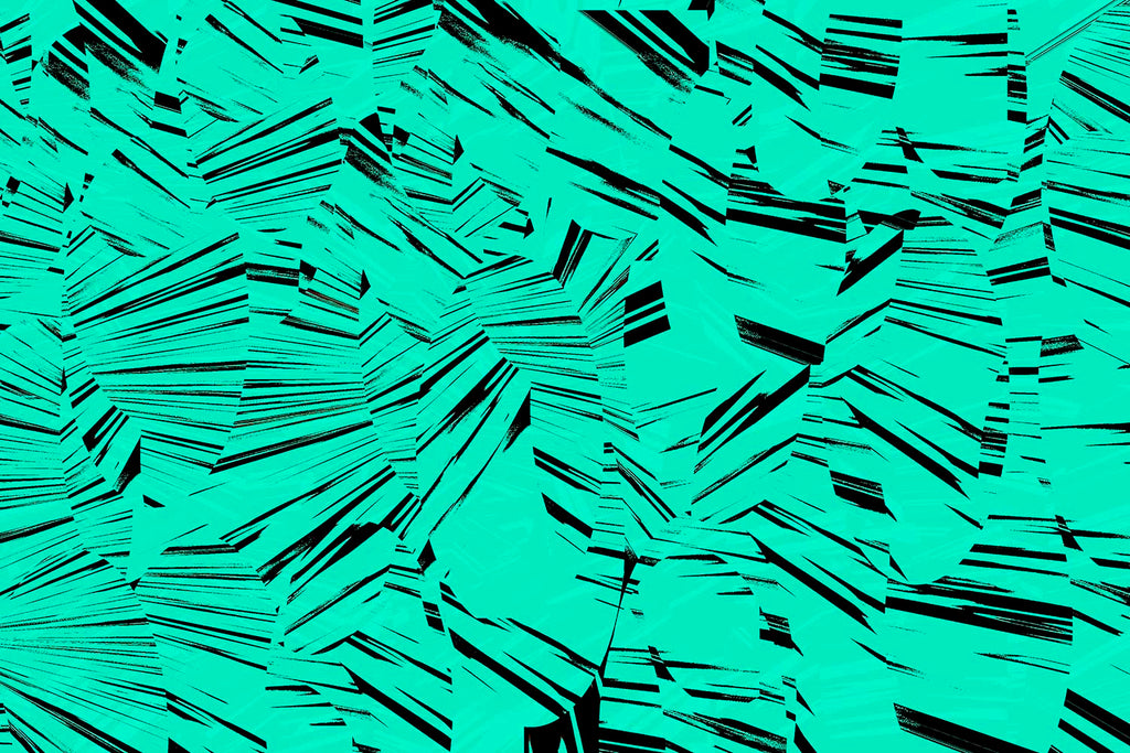 Geometric pattern with black lines on a teal background