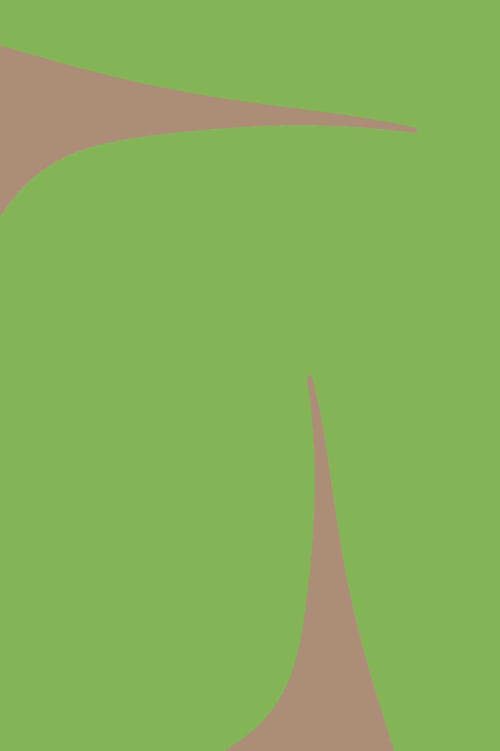 Abstract contemporary art with brown shapes on a green background