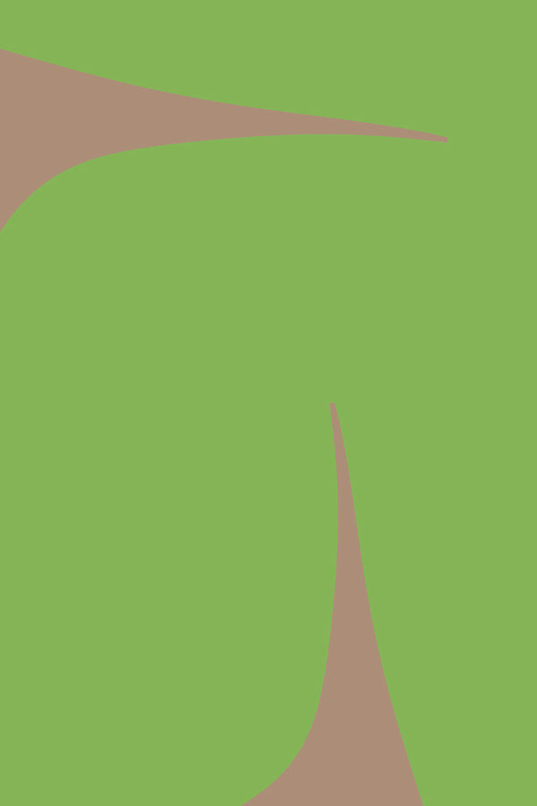 Abstract contemporary art with brown shapes on a green background