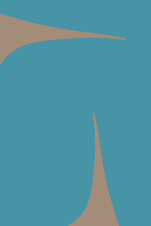 mid century modern art in teal and grey