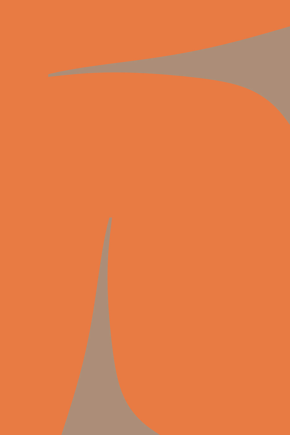 Contemporary Art of curved shapes on an orange background
