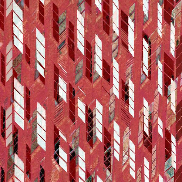 graphic abstract art of red building