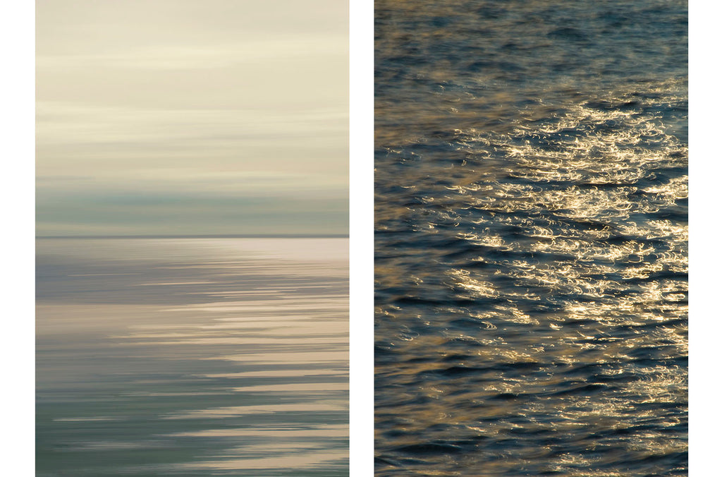 2 piece art diptych of the ocean