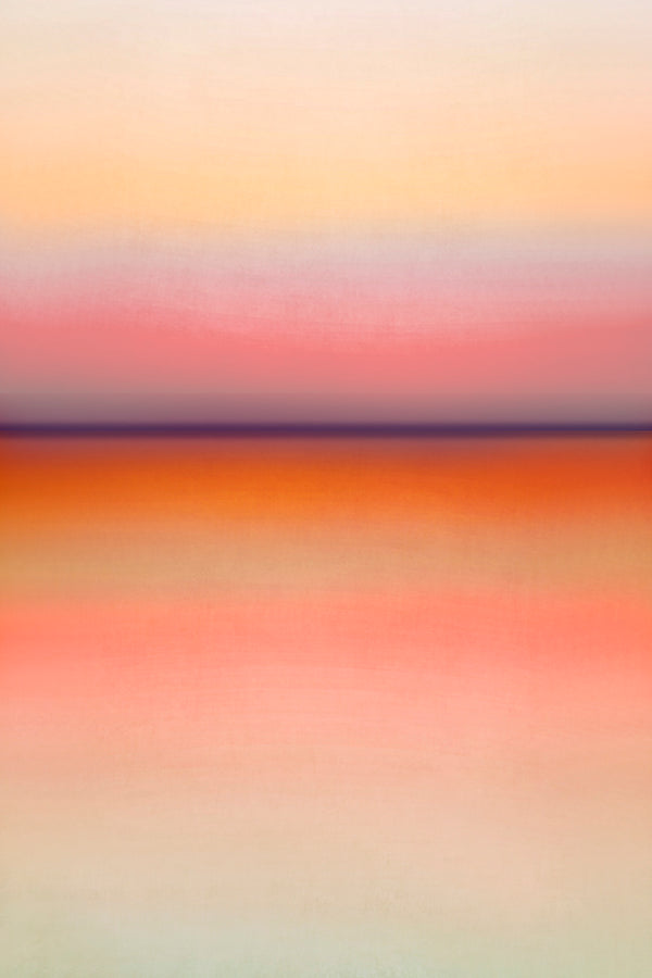 Abstract landscape art in orange and pink