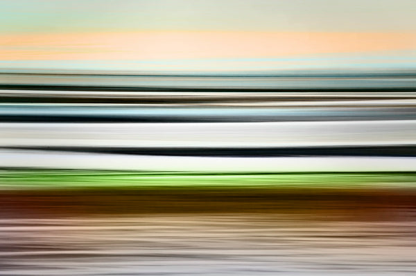 Contemporary landscape art with horizontal stripes of colour