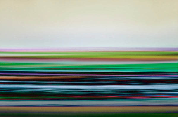 Abstract landscape art with horizontal stripes of colour