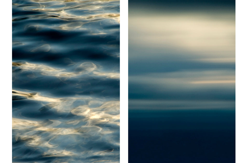 grey blue ocean art