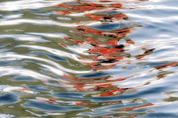 Ripples on water with colorful reflections