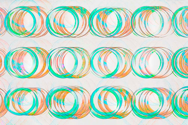 Pattern of colorful concentric circles on a light background