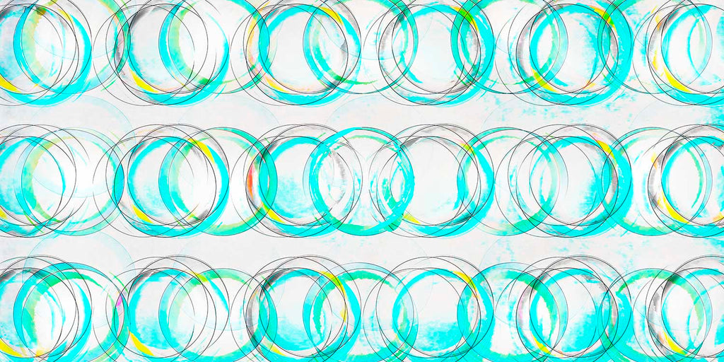 Pattern of colorful circular shapes on a light background