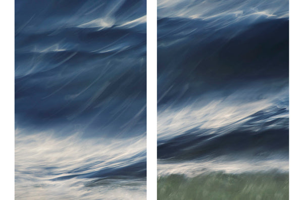 pacific ocean surf wave diptych art