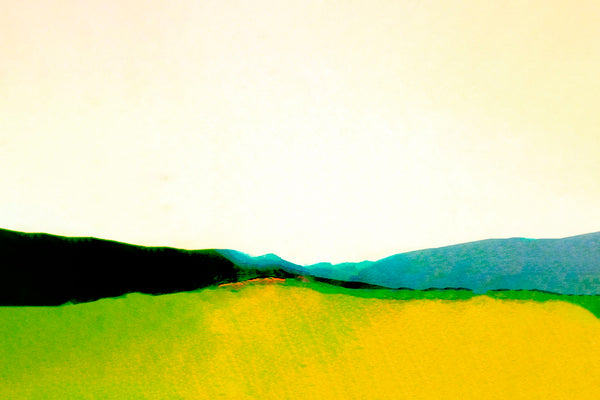 landscape art in yellow and blue