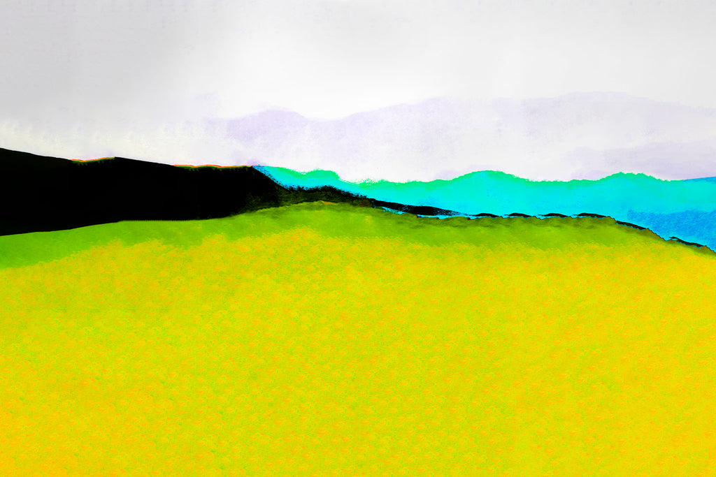 unique landscape art in teal and yellow