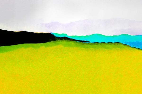 unique landscape art in teal and yellow