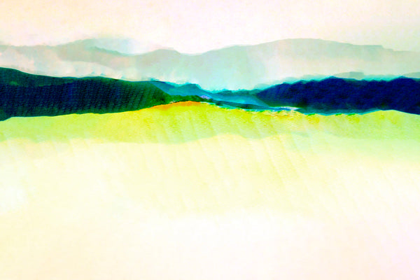 modern landscape art in green and blue