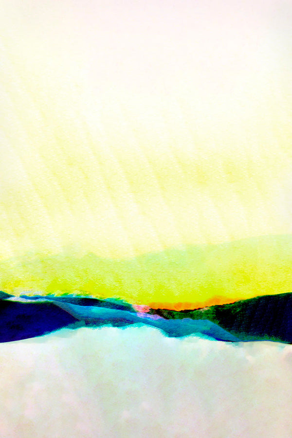 landscape art in blue and green layers