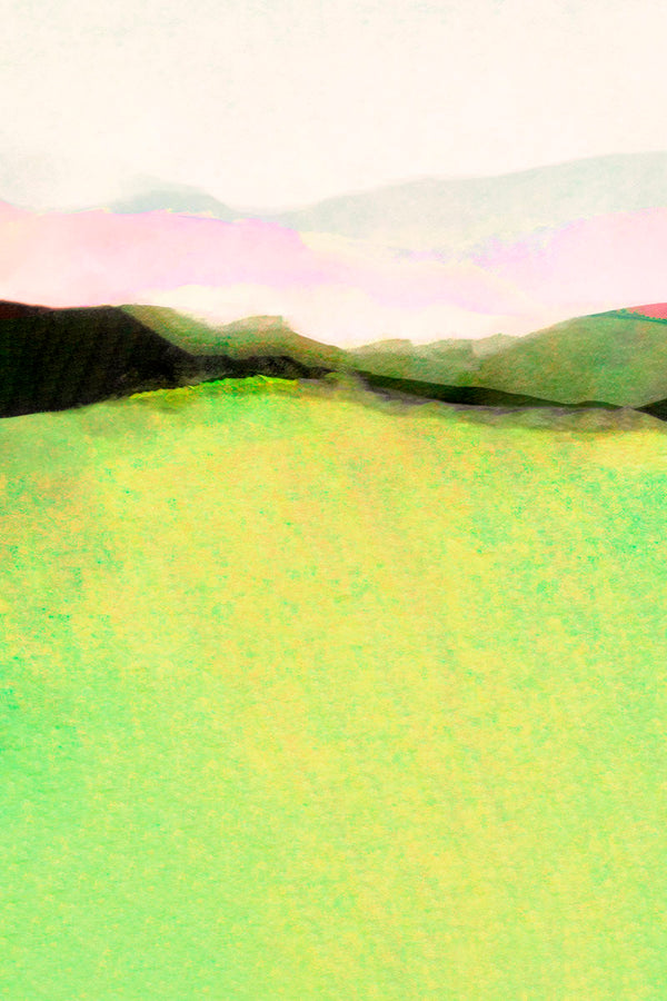 layered art landscape in green