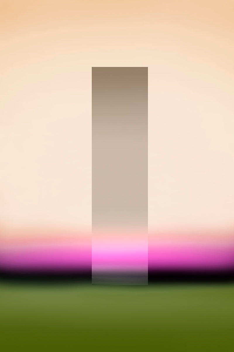 Abstract landscape artwork with rectangle shape in center