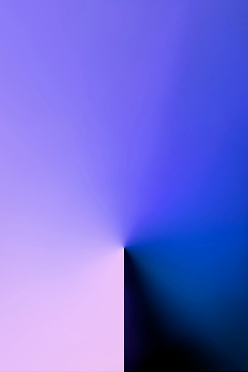 Vibrant graphic art featuring a gradient transition from light lavender and purple to vibrant blue and deep navy, with a sharp geometric corner dividing the space.