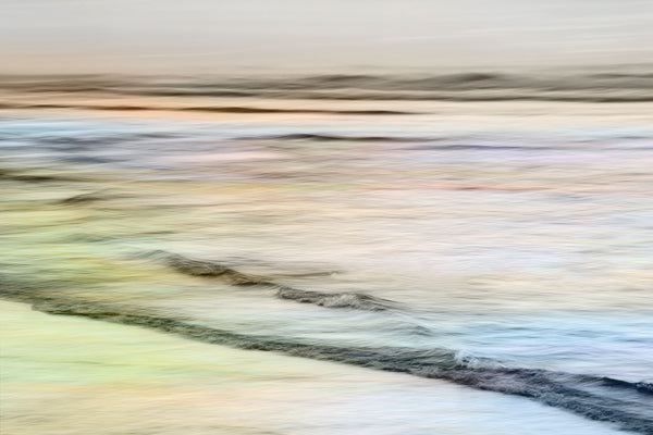 Abstract seascape with wavy lines and soft colors
