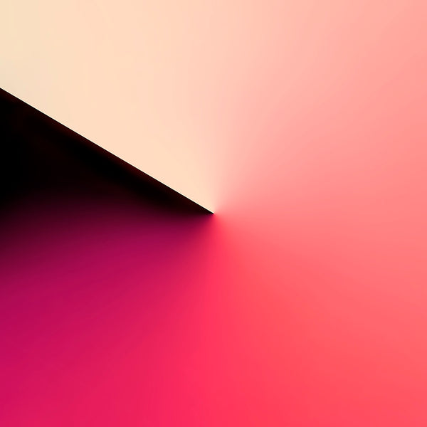 Abstract geometric wall art featuring a diagonal split with a cream-to-pink gradient on one side and a deep magenta-to-pink gradient on the other, separated by a sharp black triangular edge.