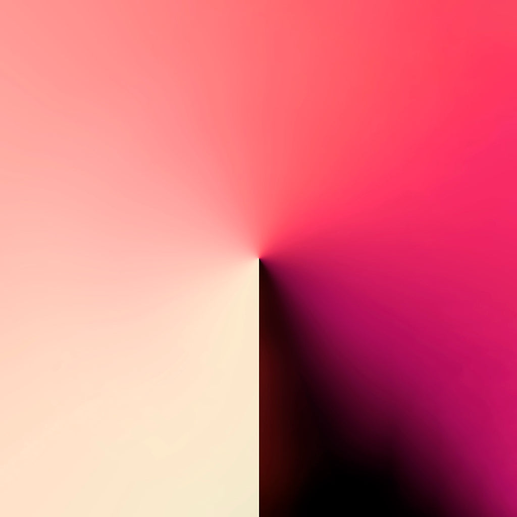 Abstract gradient artwork with a vertical split: warm cream-to-pink on the left and vivid pink-to-purple with a dark shadow-like area on the right.