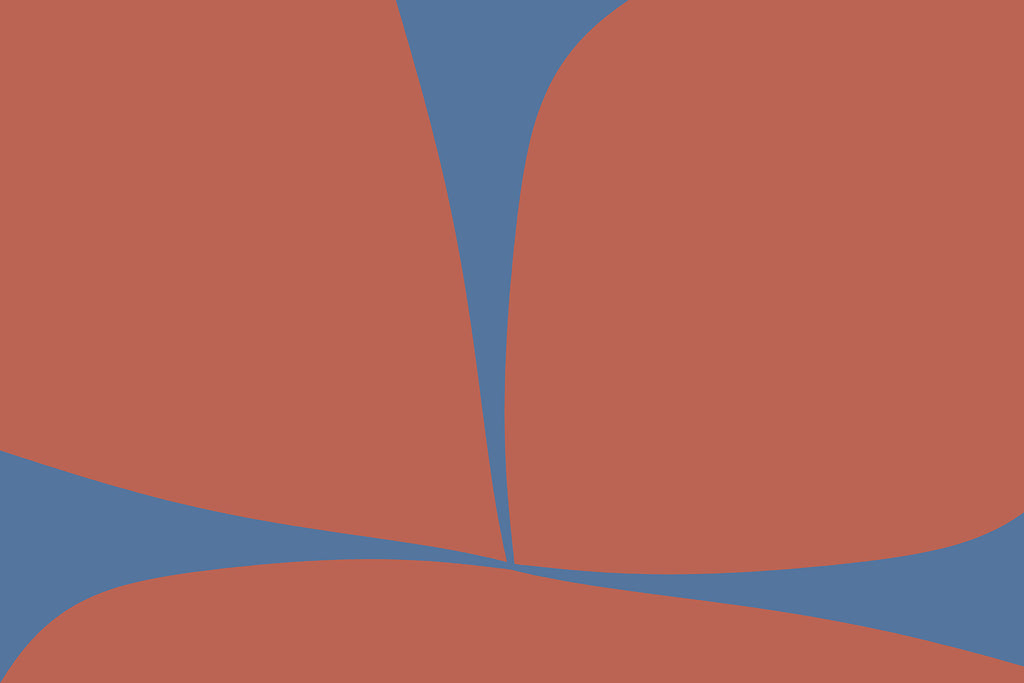 Contemporary art in red and blue shapes