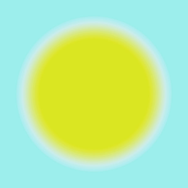Yellow circle art on a light blue background
