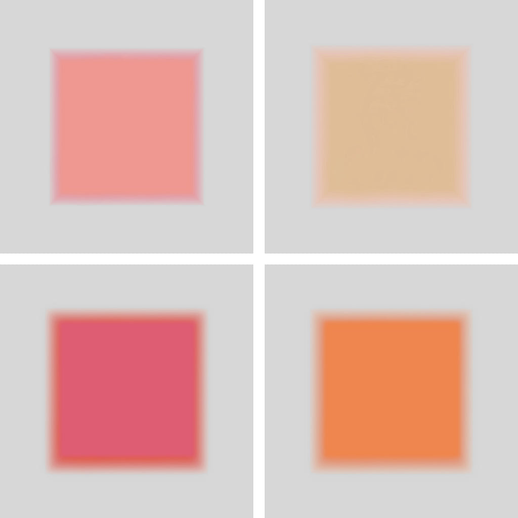 Four colored squares (pink, yellow, red, orange) on a light gray background