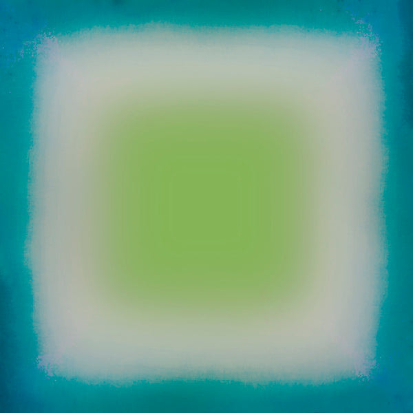 Abstract art square with gradient of blue to green