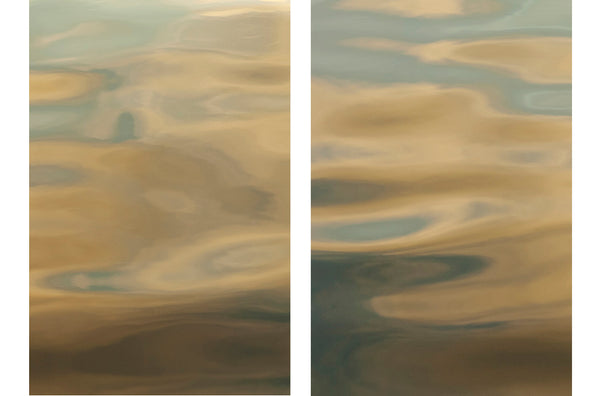 limited edition diptych artwork of gold water