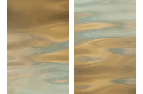 fine art diptych art of gold sea water