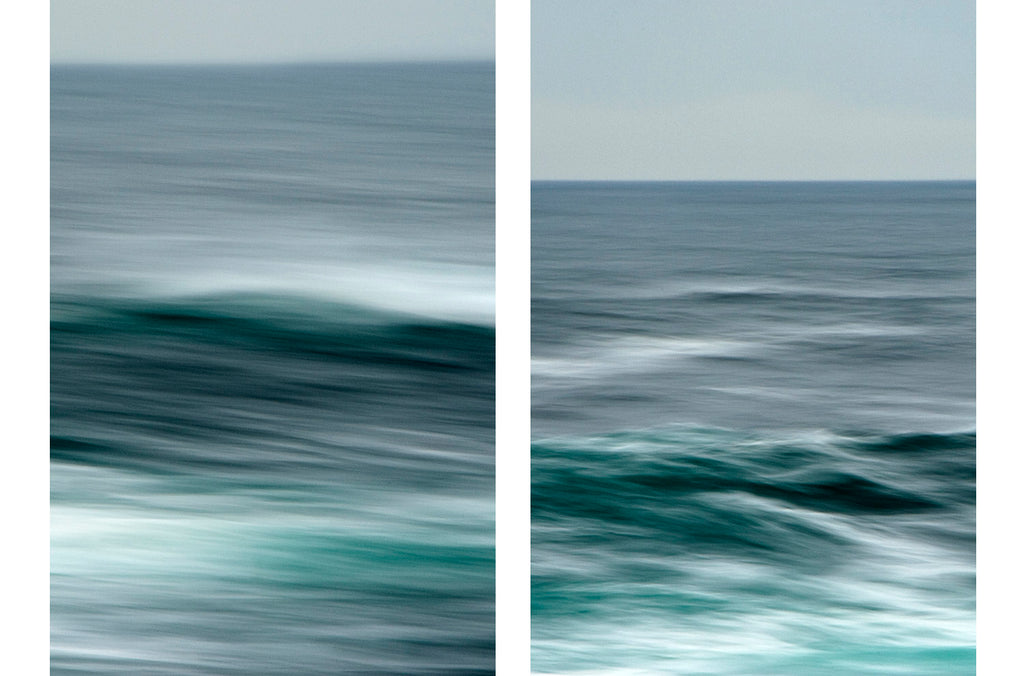 original diptych art of a tropical ocean storm