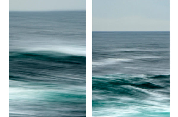 original diptych art of a tropical ocean storm