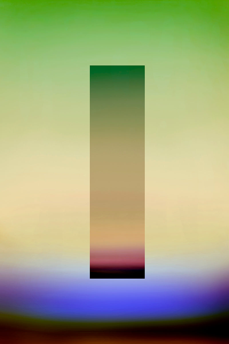 Digital landscape art with geometric rectangle