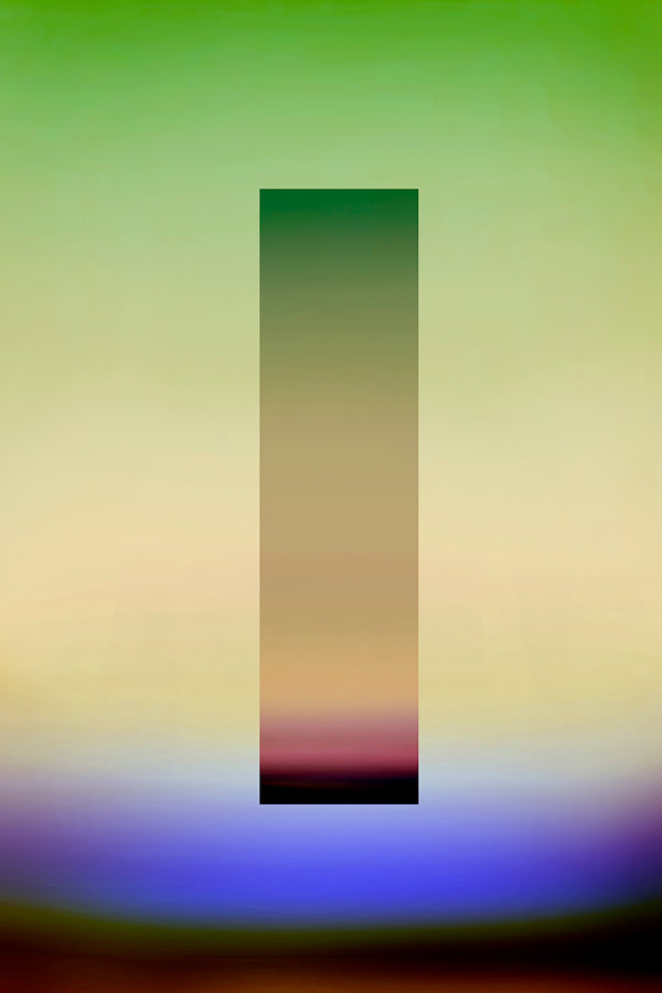 Digital landscape art with geometric rectangle