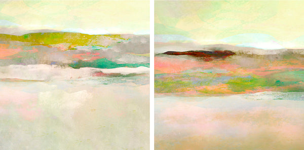 diptych landscape art in warm colours
